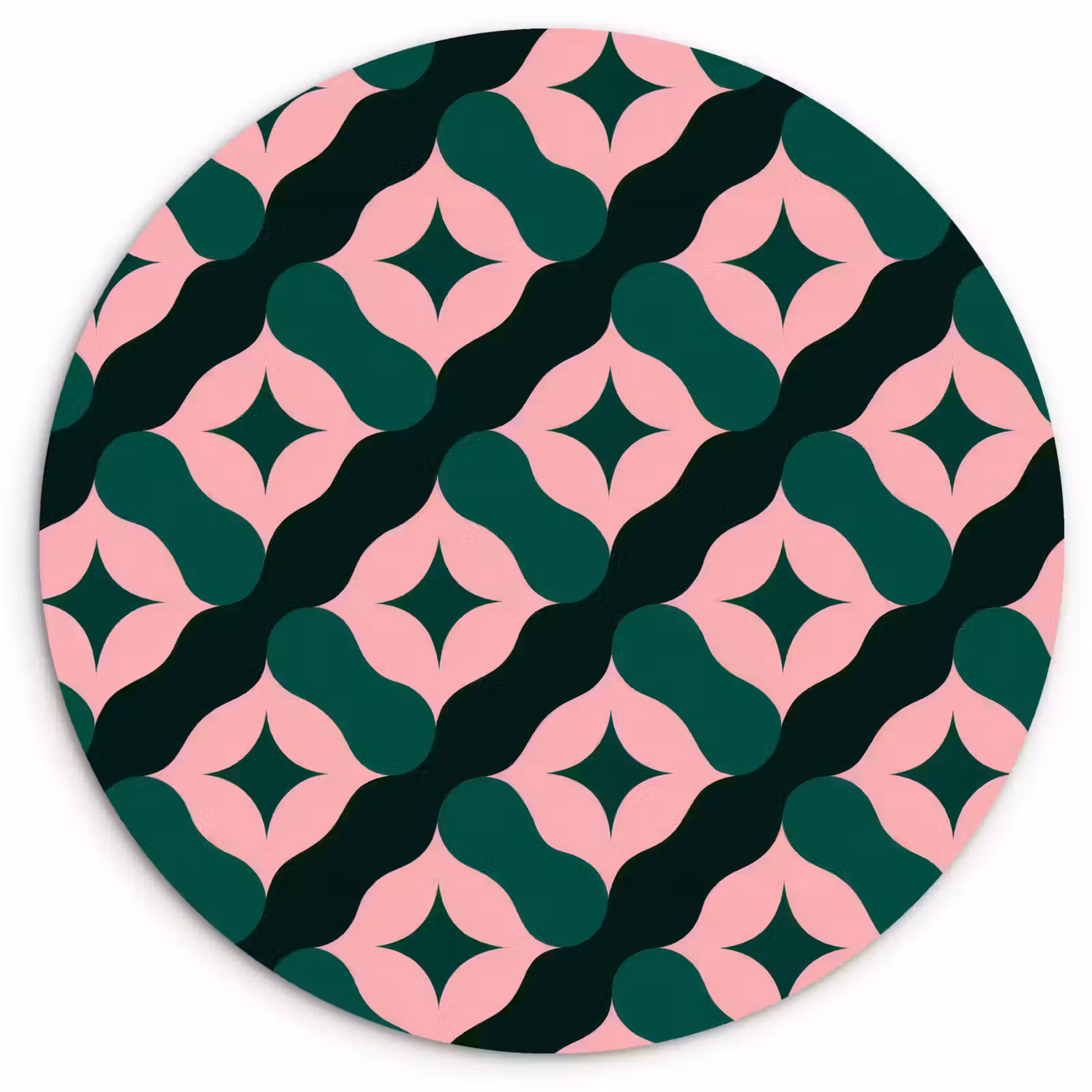 Muurcirkel - Groen - Roze - Retro - Sterren — 1