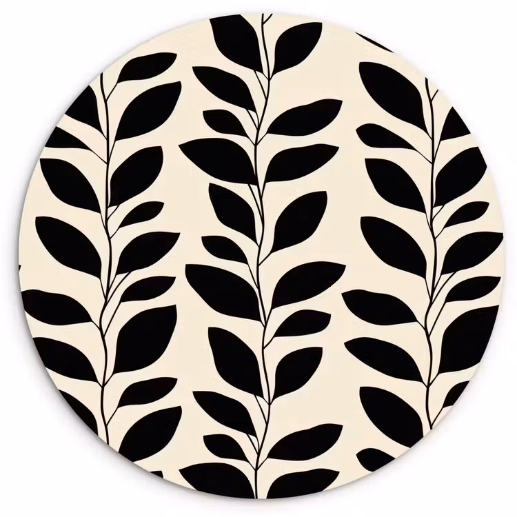 Muurcirkel - Botanisch - Dessin - Zwart - Beige — 1