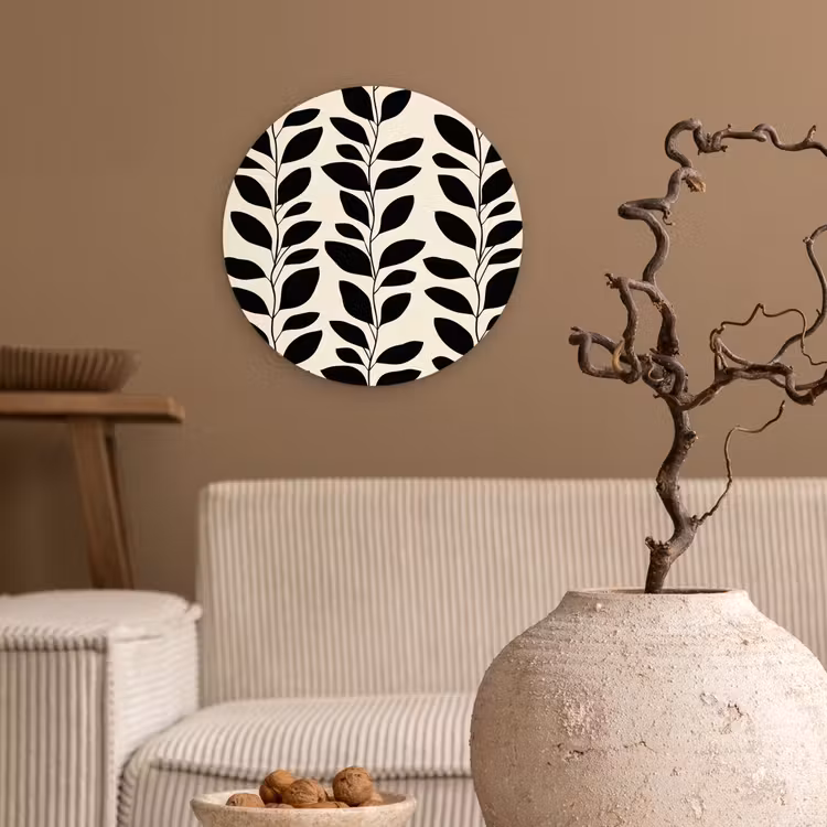 Muurcirkel - Botanisch - Dessin - Zwart - Beige — 2