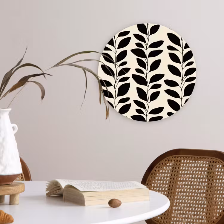 Muurcirkel - Botanisch - Dessin - Zwart - Beige — 4