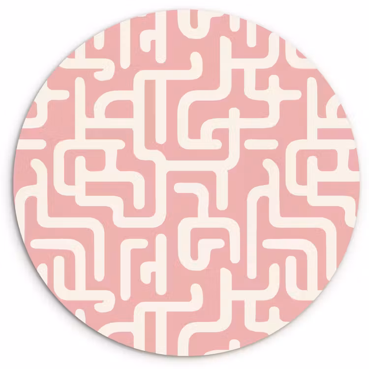 Muurcirkel - Doolhofpatroon - Roze - Wit - Abstract — 1