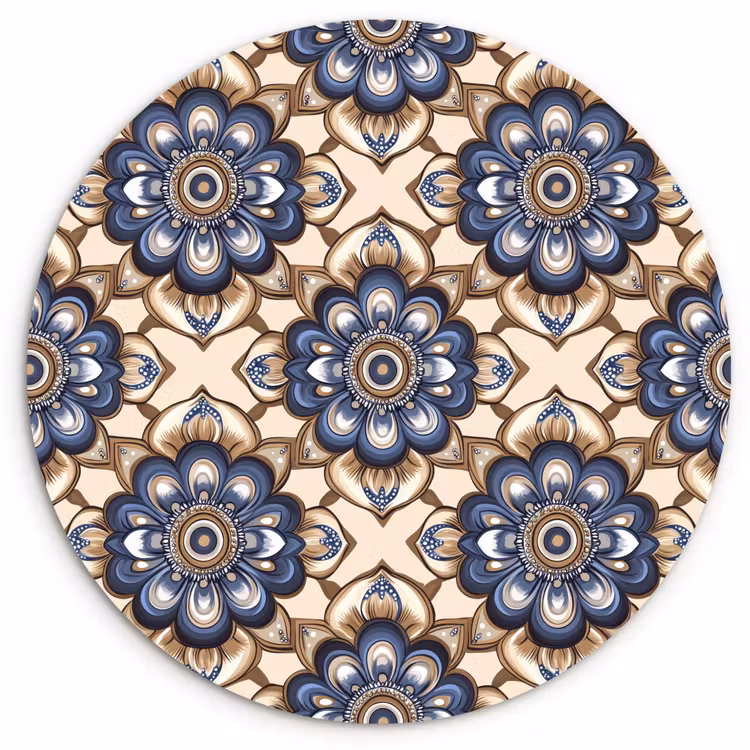 Muurcirkel - Floraal - Ornament - Blauw — 1