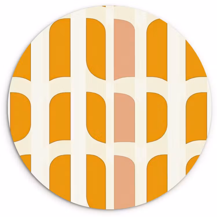 Muurcirkel - Geometrisch - Patroon - Geel - Roze — 1