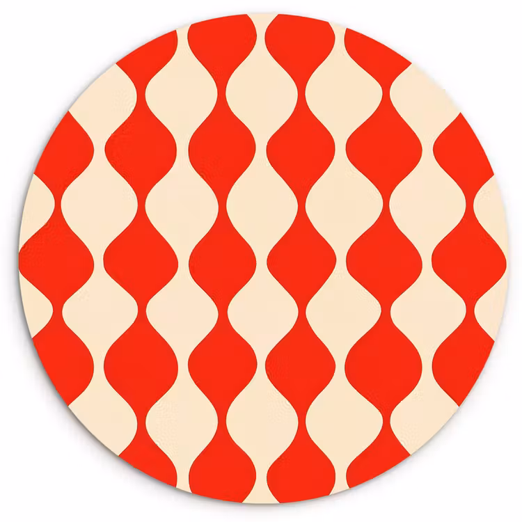 Muurcirkel - Golvend patroon - Retro - Rood - Beige — 1