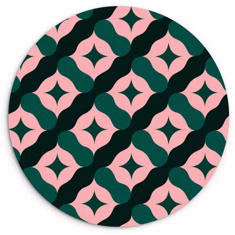 Muurcirkel - Groen - Roze - Retro - Sterren — 1