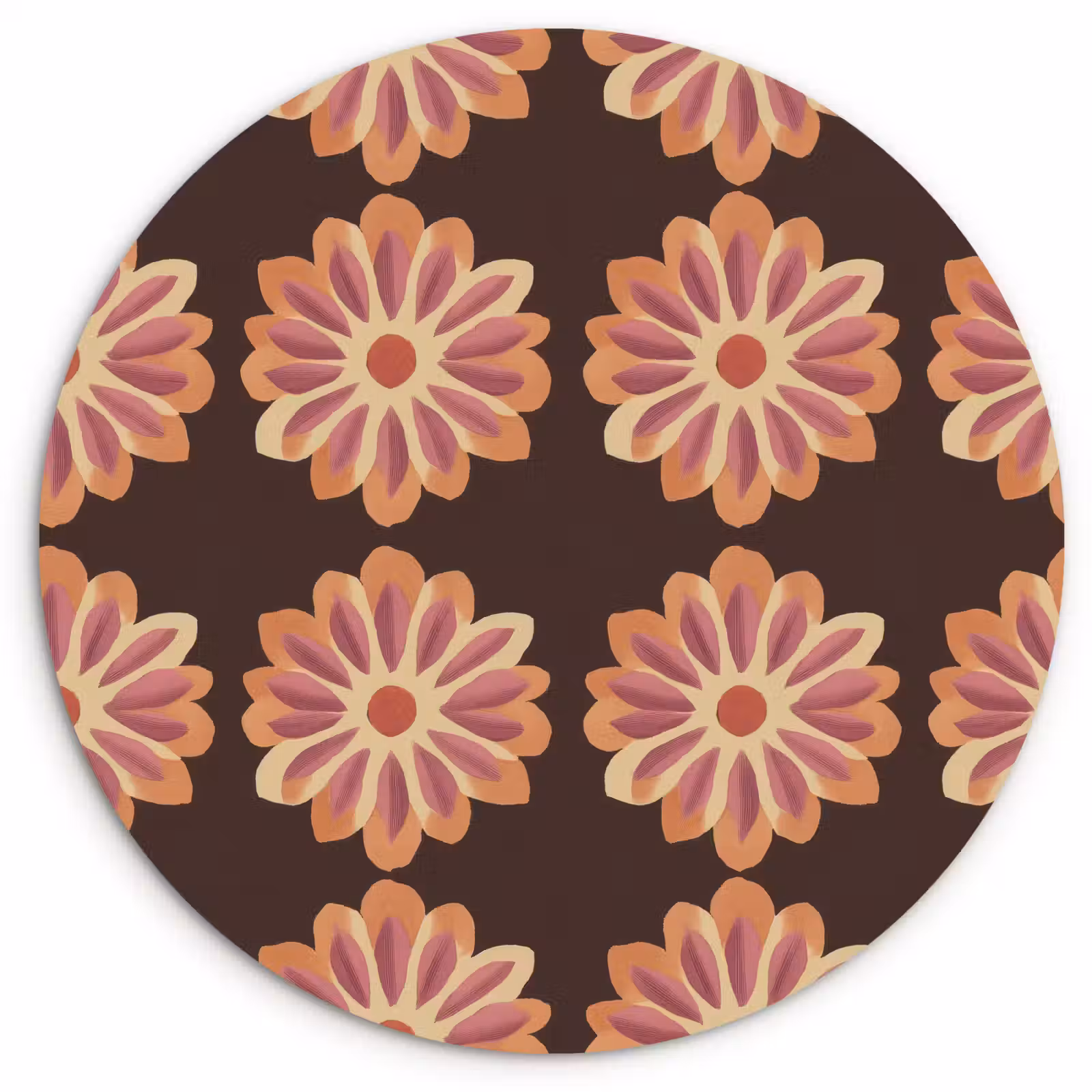 Muurcirkel - Bloemen - Patroon - Bruin — 1