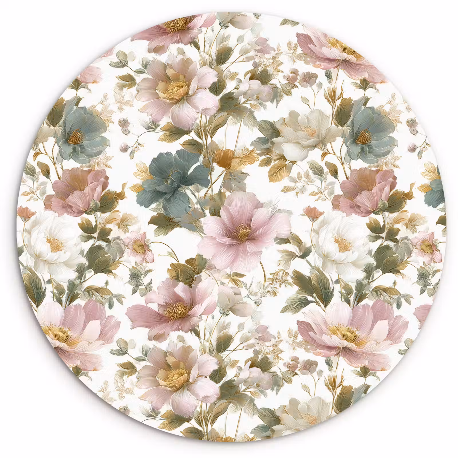 Muurcirkel - Bloemen - Patroon - Pastel — 1