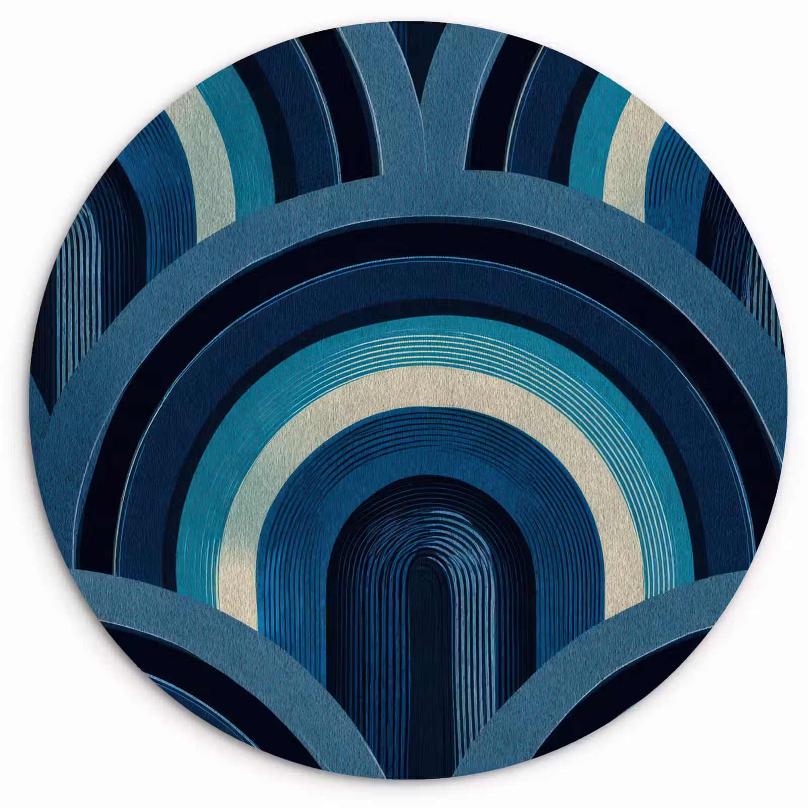 Muurcirkel - Bogen - Geometrisch - Patroon - Blauw - Retro — 1