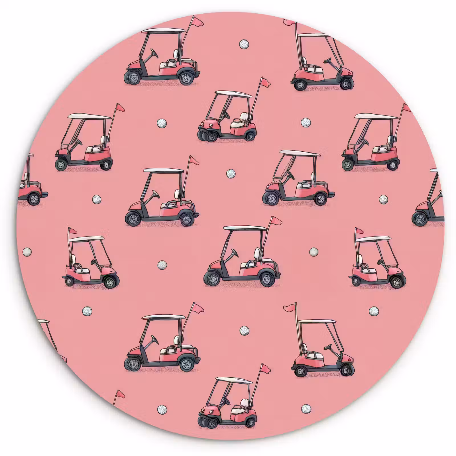 Muurcirkel - Golfkar - Retro - Roze — 1