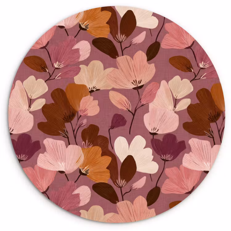 Muurcirkel - Bloem - Patroon - Roze — 1