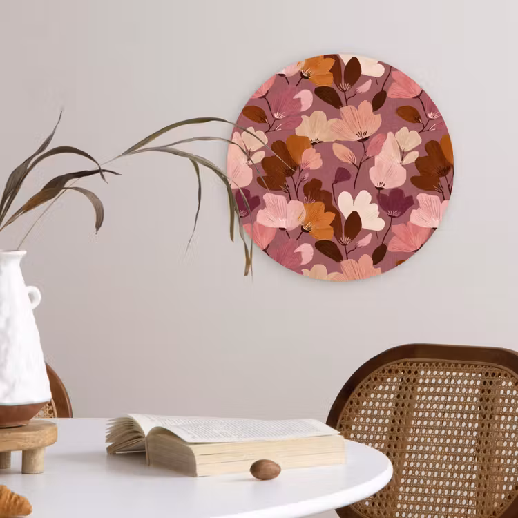 Muurcirkel - Bloem - Patroon - Roze — 4