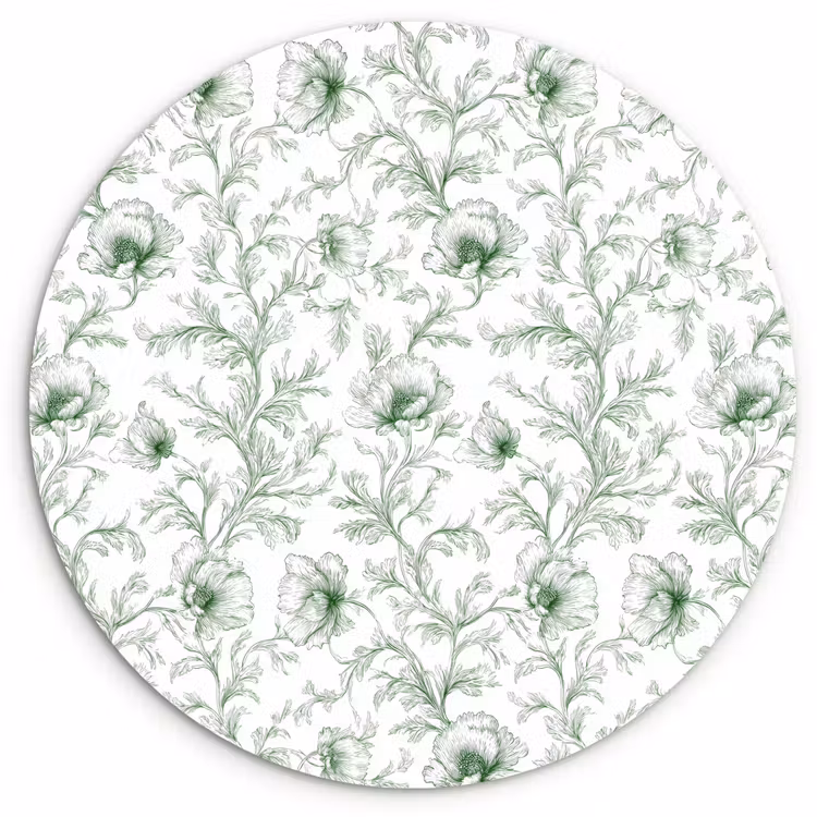 Muurcirkel - Bloemen - Getekend - Groen — 1
