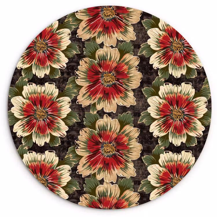 Muurcirkel - Bloemen - Klassiek - Patroon - Rood — 1