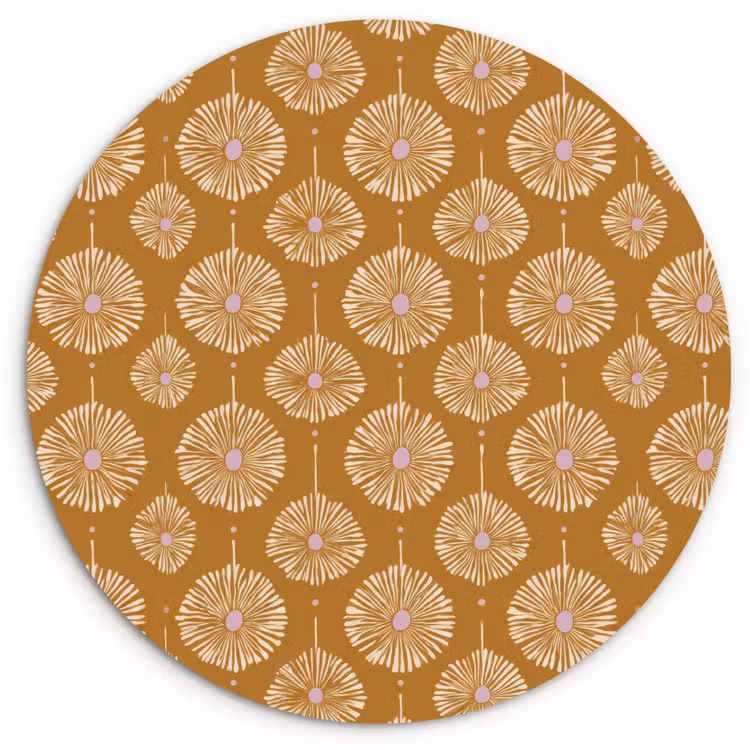 Muurcirkel - Bloemen - Modern - Oker — 1
