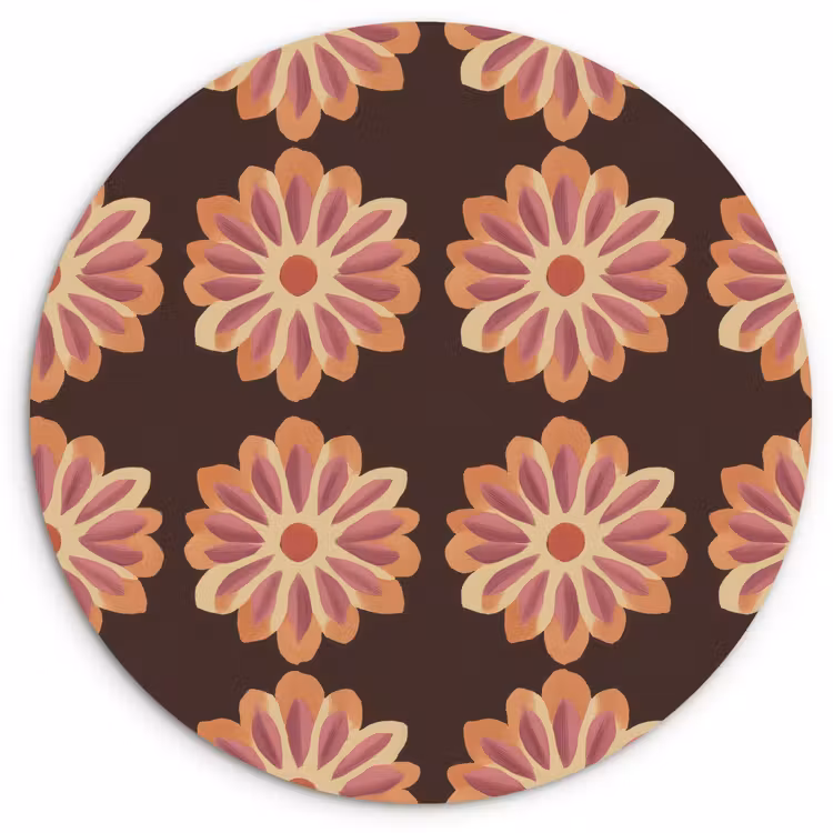 Muurcirkel - Bloemen - Patroon - Bruin — 1
