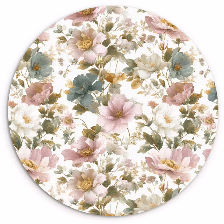 Muurcirkel - Bloemen - Patroon - Pastel — 1