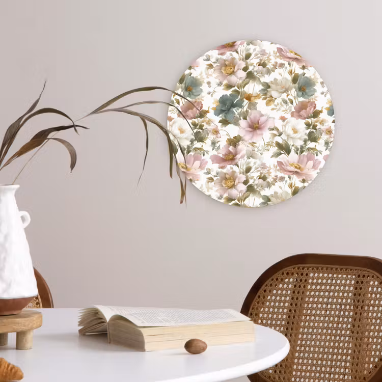 Muurcirkel - Bloemen - Patroon - Pastel — 4