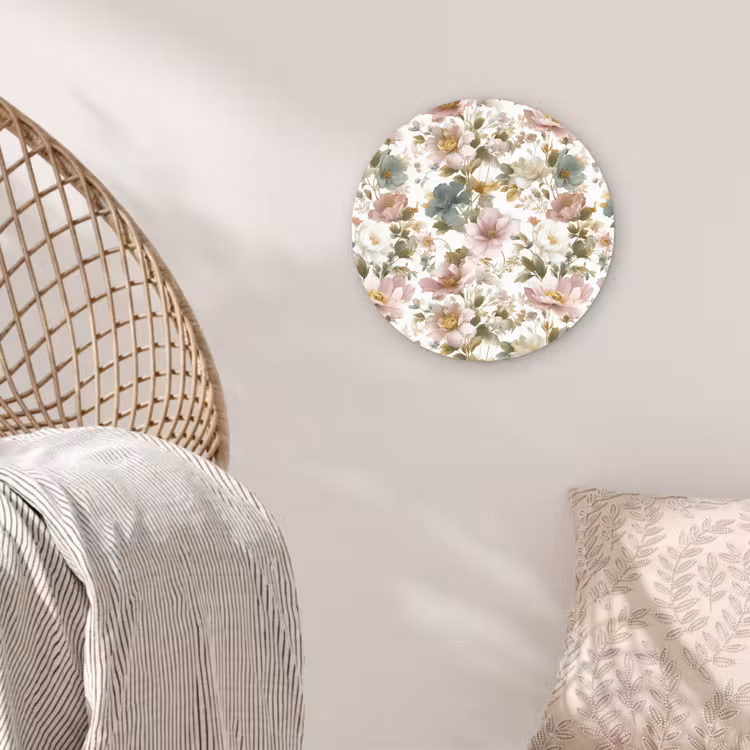 Muurcirkel - Bloemen - Patroon - Pastel — 5
