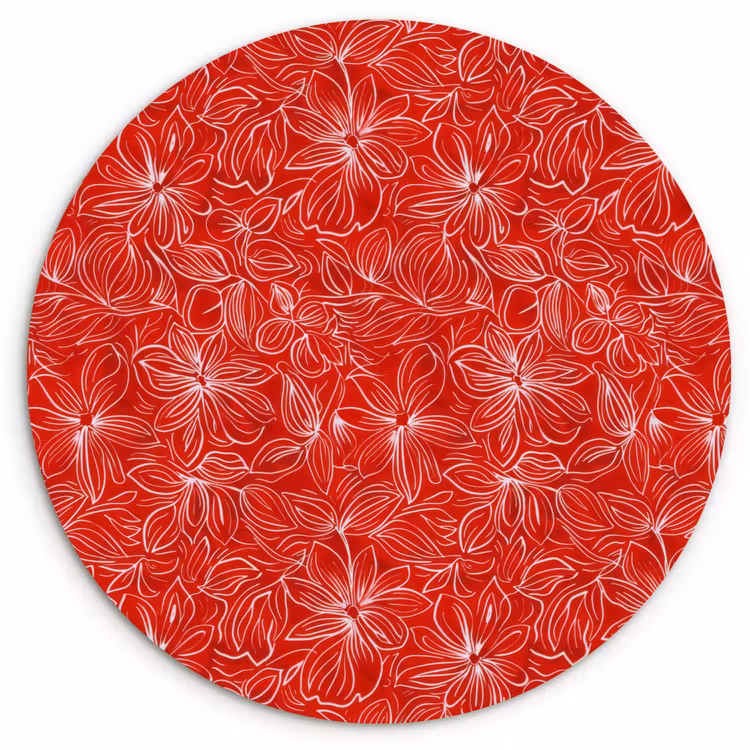 Muurcirkel - Bloemen - Patroon - Rood — 1