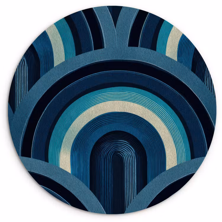 Muurcirkel - Bogen - Geometrisch - Patroon - Blauw - Retro — 1