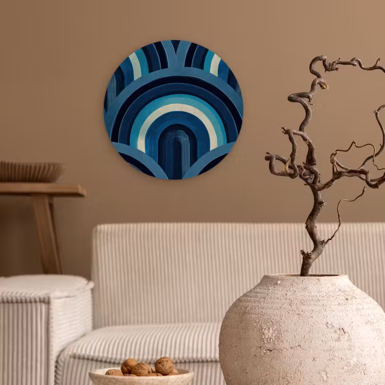 Muurcirkel - Bogen - Geometrisch - Patroon - Blauw - Retro — 2