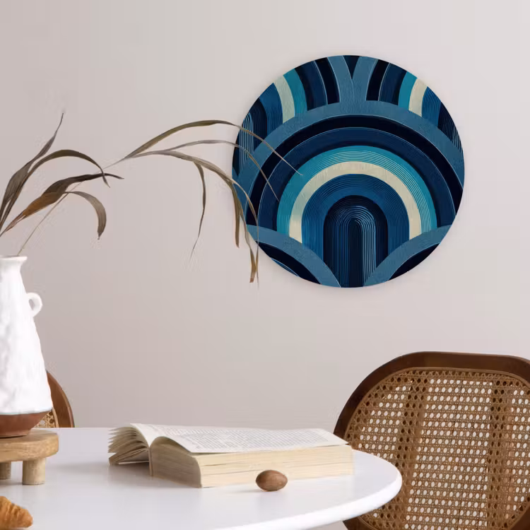 Muurcirkel - Bogen - Geometrisch - Patroon - Blauw - Retro — 4