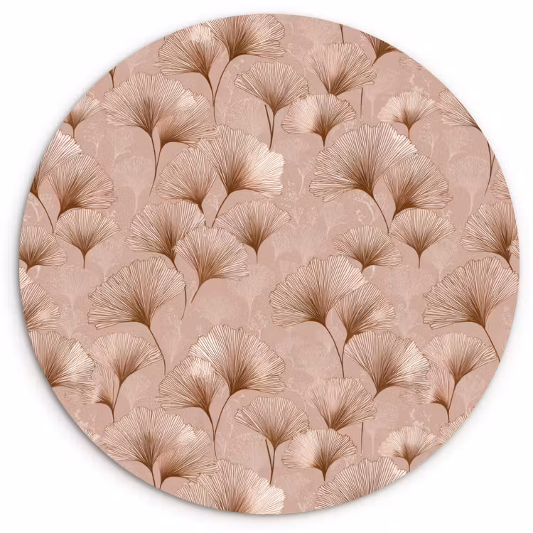 Muurcirkel - Ginkgo - Patroon - Roze — 1