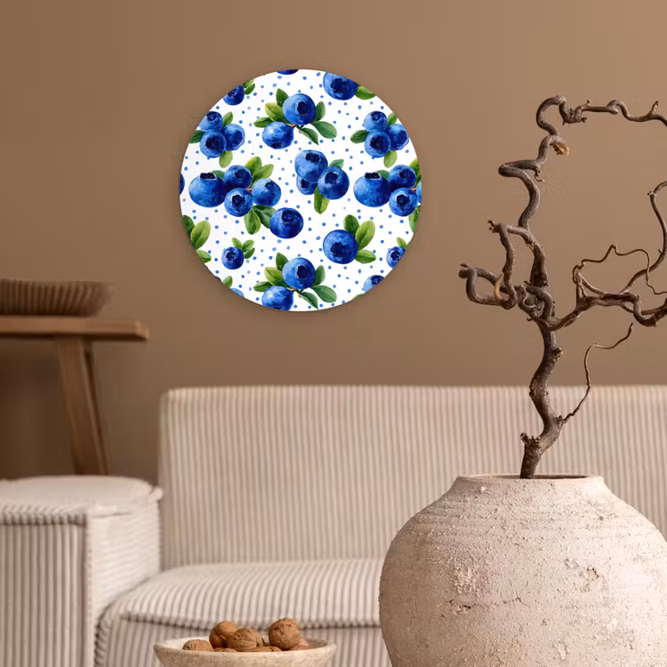 Muurcirkel - Bessen - Patroon - Blauw — 2