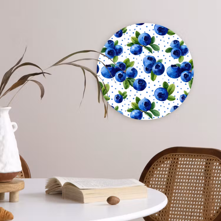 Muurcirkel - Bessen - Patroon - Blauw — 4