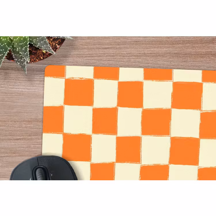 Muismat - Schaak - Patroon - Oranje — 4
