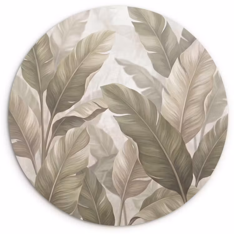 Muurcirkel - Bladeren - Tropisch - Natuur - Abstract - Beige — 1