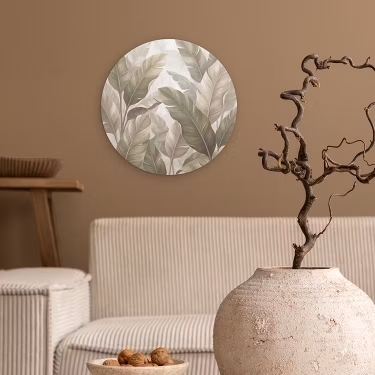Muurcirkel - Bladeren - Tropisch - Natuur - Abstract - Beige — 2