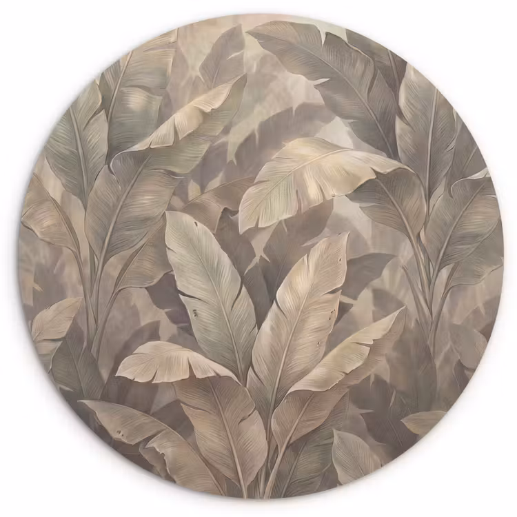 Muurcirkel - Bladeren - Tropisch - Natuur - Modern - Beige — 1
