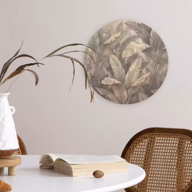 Muurcirkel - Bladeren - Tropisch - Natuur - Modern - Beige — 4