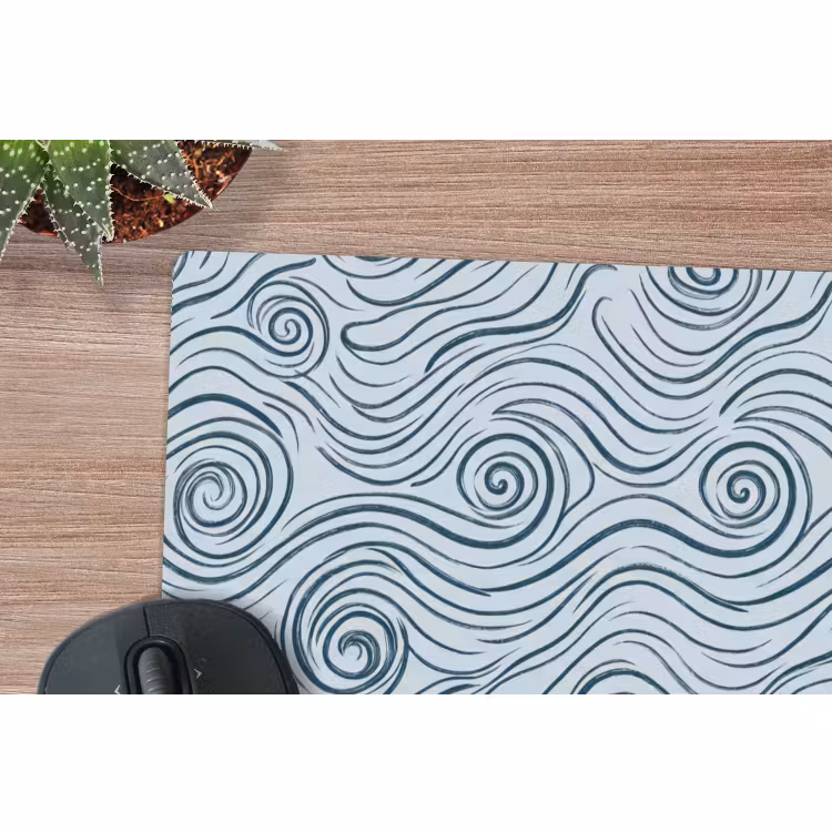 Muismat - Patroon - Golven - Abstract - Modern - Blauw — 4