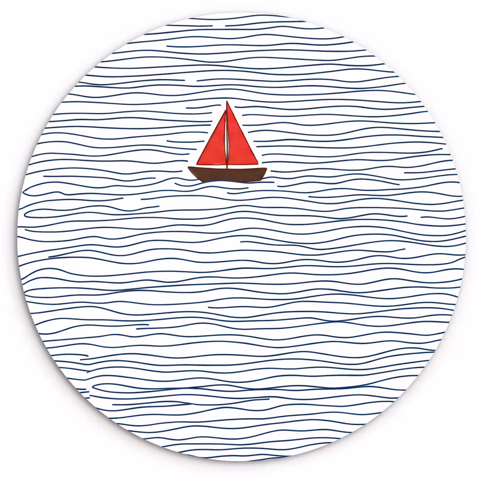 Muurcirkel - Boot - Water - Rood - Illustratie - Minimalistisch — 1