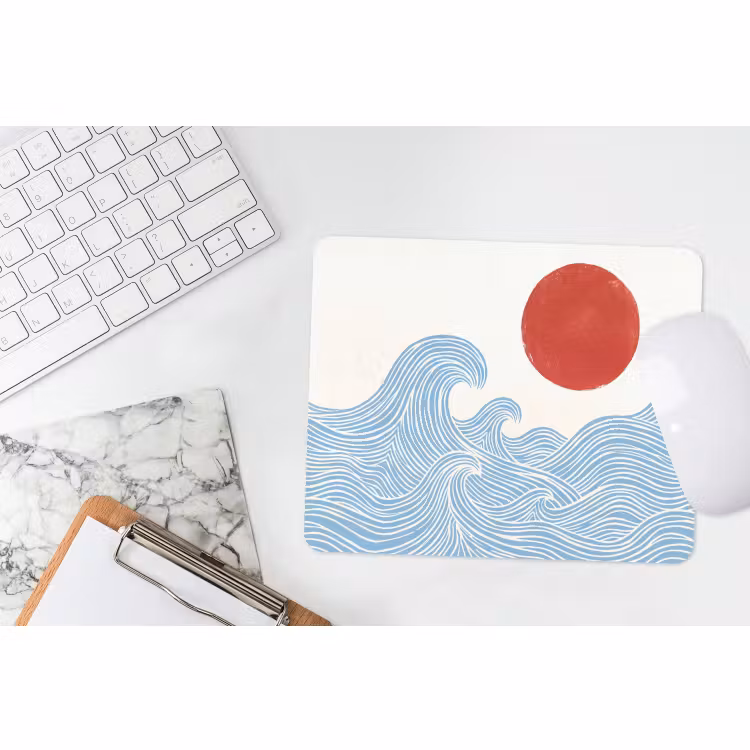 Muismat - Zon - Golven - Oceaan - Abstract - Rood — 2