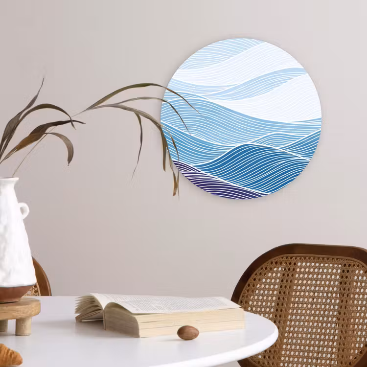 Muurcirkel - Abstract - Golven - Patroon - Blauw - Modern — 4