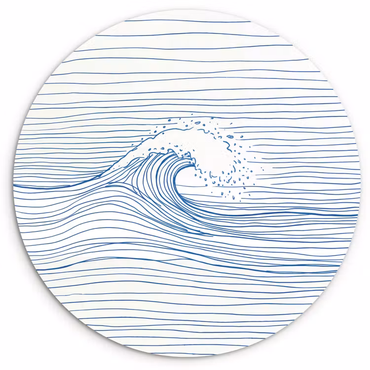Muurcirkel - Golf - Brekende - Natuur - Minimalistisch - Blauw — 1