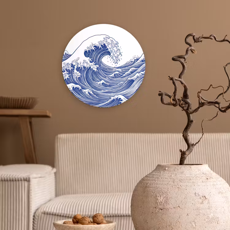 Muurcirkel - Golf - Japans - Zee - Illustratie - Blauw — 2