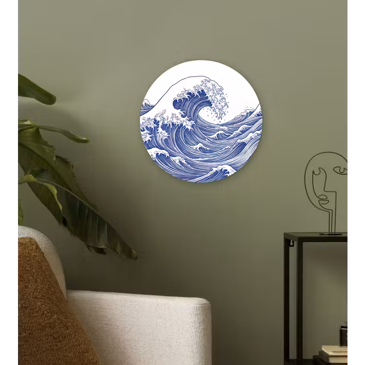 Muurcirkel - Golf - Japans - Zee - Illustratie - Blauw — 3