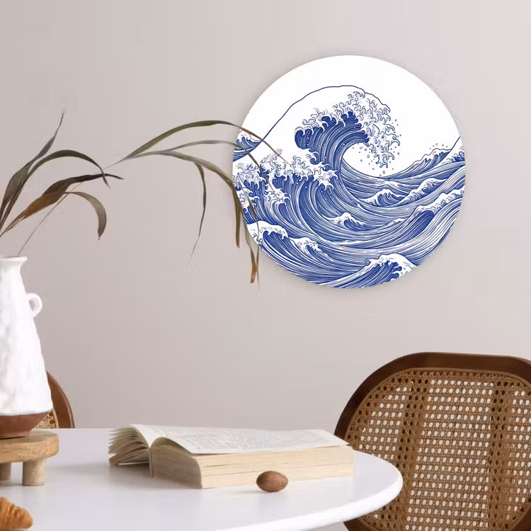 Muurcirkel - Golf - Japans - Zee - Illustratie - Blauw — 4