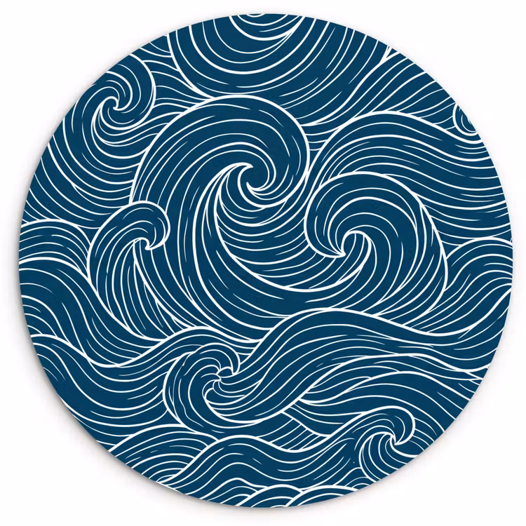 Muurcirkel - Golven - Spiraal - Water - Abstract - Blauw — 1