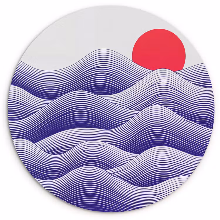 Muurcirkel - Golven - Zon - Natuur - Abstract - Rood — 1
