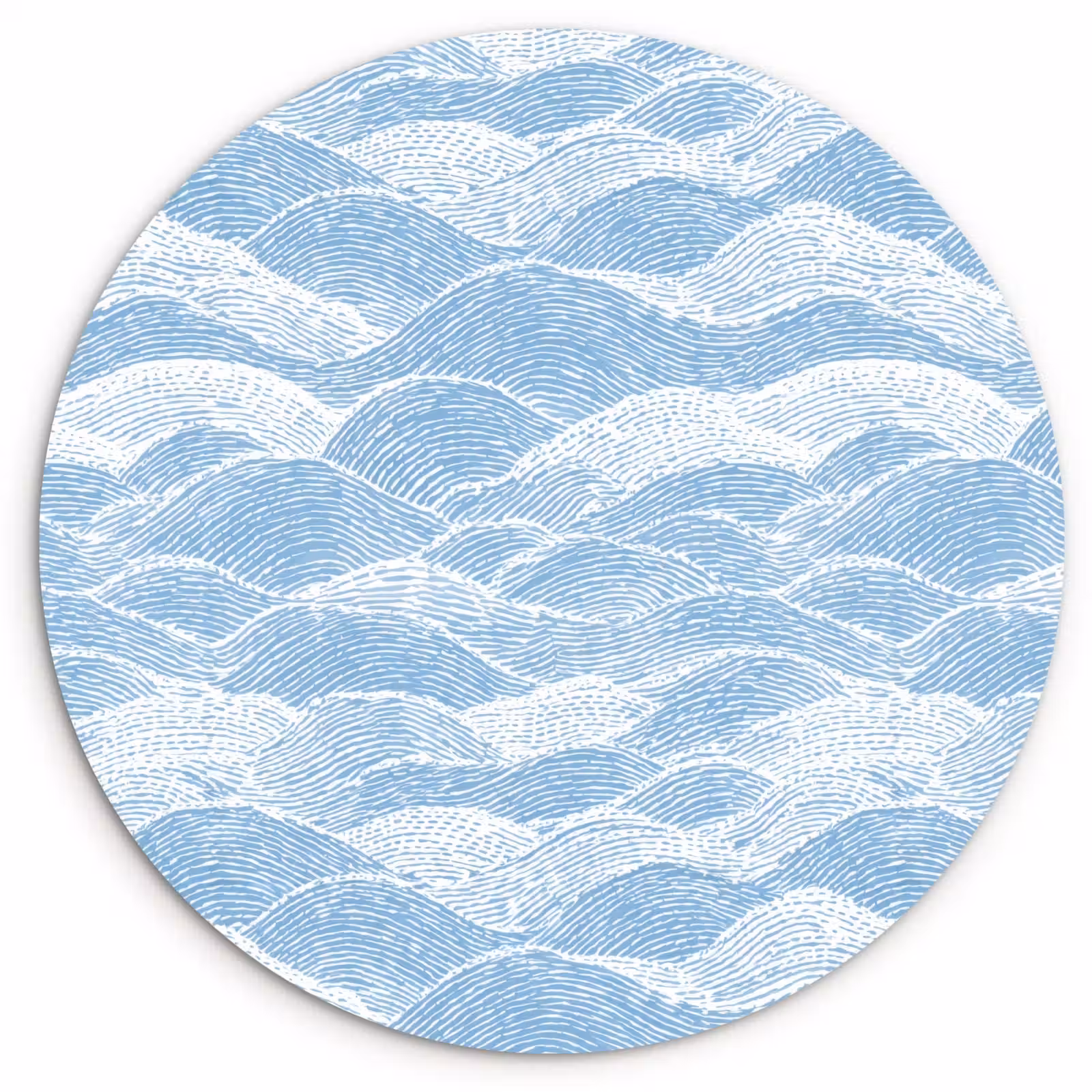 Muurcirkel - Blauw - Wit - Golven - Getekend — 1