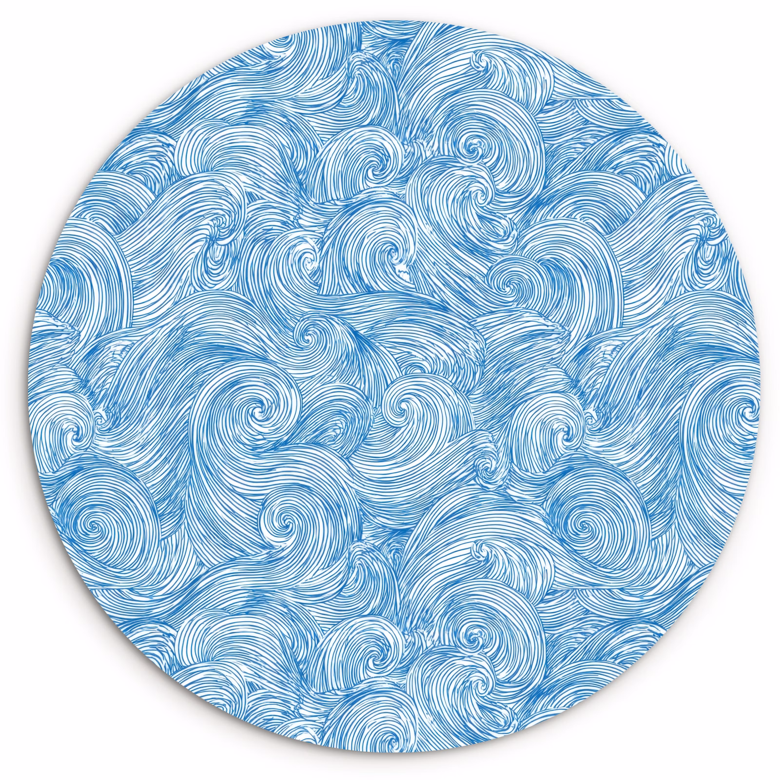 Muurcirkel - Blauw - Wit - Spiraal - Golven - Lijnen — 1