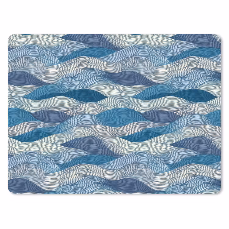 Muismat - Getekend - Blauw - Wit - Golvend - Streepjes — 1