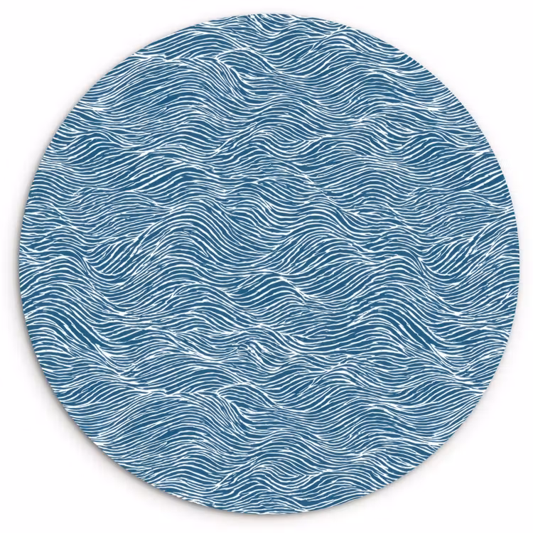 Muurcirkel - Blauw - Wit - Golven - Getekend - Textuur — 1