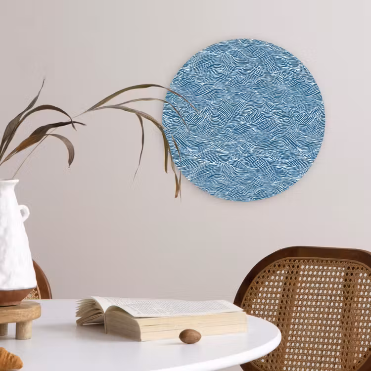 Muurcirkel - Blauw - Wit - Golven - Getekend - Textuur — 4