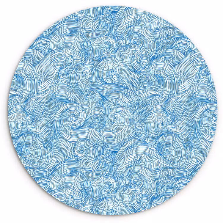 Muurcirkel - Blauw - Wit - Spiraal - Golven - Lijnen — 1